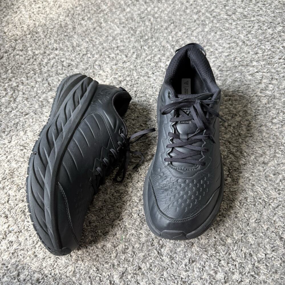 HOKA ONE ONE Bondi SR Black Leather Non Slip Work Shoes Men's Size US 14
